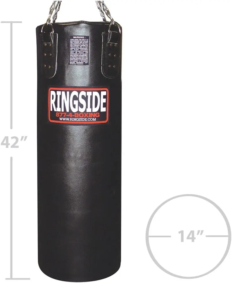 Leather Heavy Bag for Boxing & MMA Training - 14x42 inch, 65-70 lbs, with Chain & Swivel