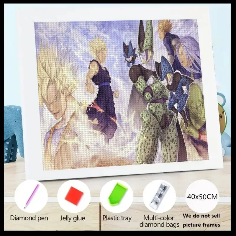 

Epic Anime Dragon Ball Z Goku Gohan Super Saiyan vs Cell 5D Набор для алмазной живописи, полная дрель DIY Crystal Rhinestone Art, 40x50CM