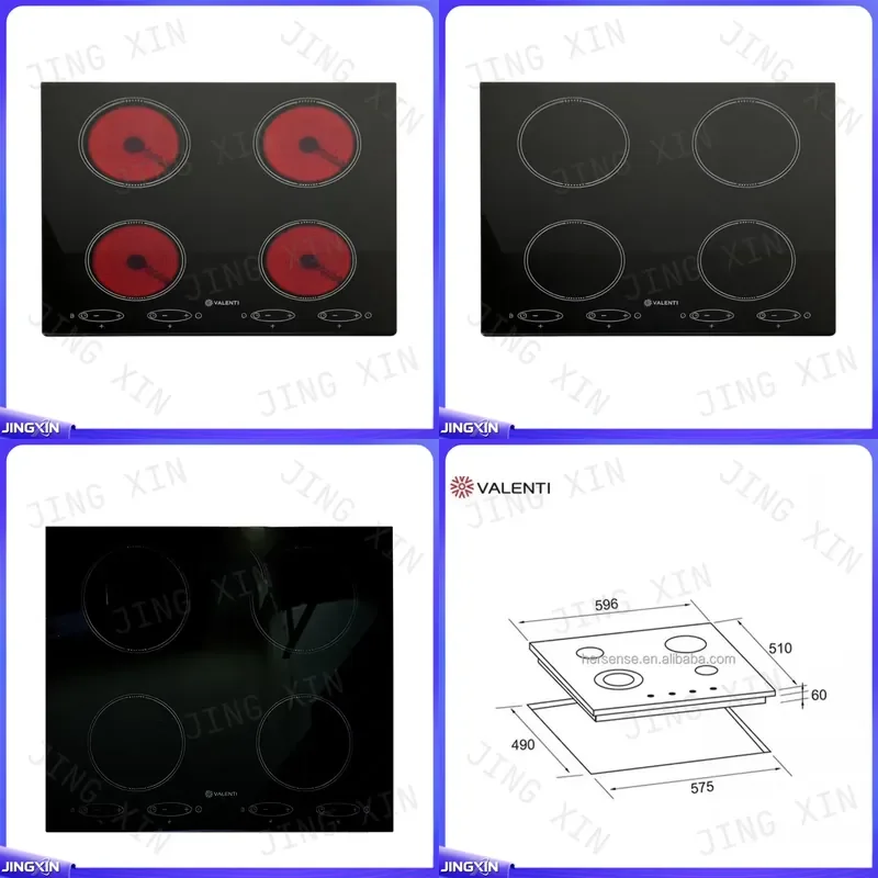 custom for VALEN 4 Burner Gas Stove Built In Cooker Tempered Glass Hob Black Ceramic Top Kitchen Appliance For Home Apartment