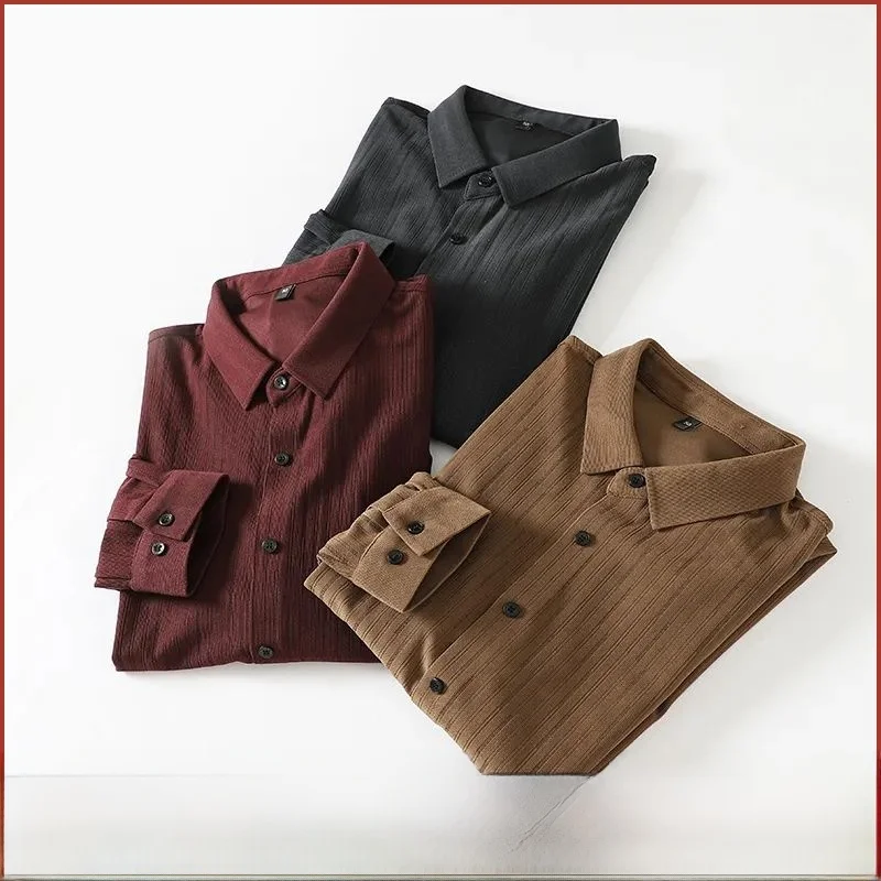 

ODM Cany Single! Вертикальная текстура Brued Мужская деловая повседневная длинная све irt Модная подставка Осенний чистый цвет