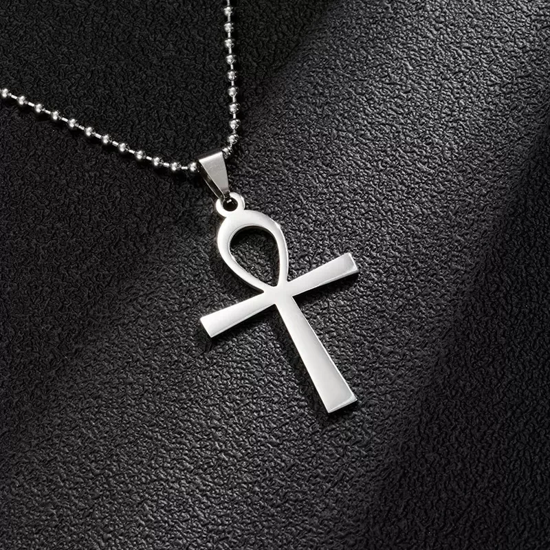 Stainless Steel Ankh Cross Pendant Necklace Eye of Horus for Men and Women, Fashionable Party Gift, Couple Pendant