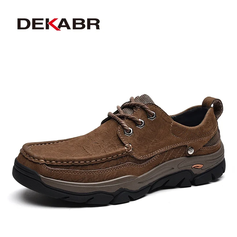 DEKABR Luxury Brand Comfortable Classical Men Loafers Wear-Resistant Genuine Leather Flats Shoes Causal Working Shoes Men