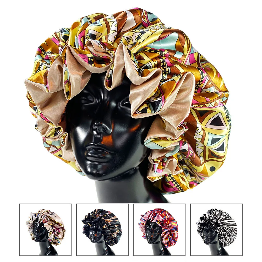 

Double - layer Women's Sleep Cap Exquisite Floral Print Stylish and Comfortable