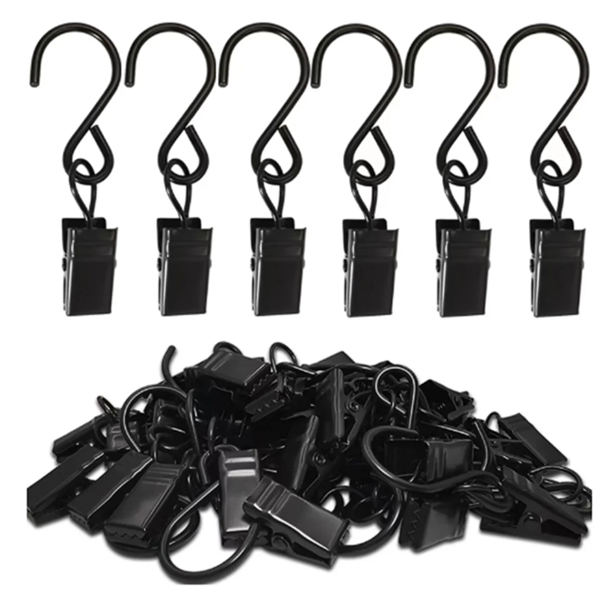 100pcs Metal S Hooks Curtain Clips Hanging Lights Clip Hangers Photo Camping Outdoor Decoration Tents Clip