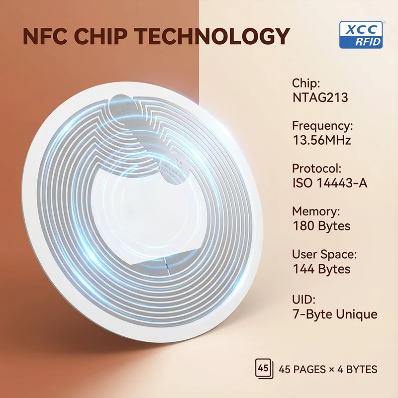 NFC Tags Sticker with Tag213 Blank Chips Adhesive RFID Labels Rewritable Memory for NFC-Enabled Devices
