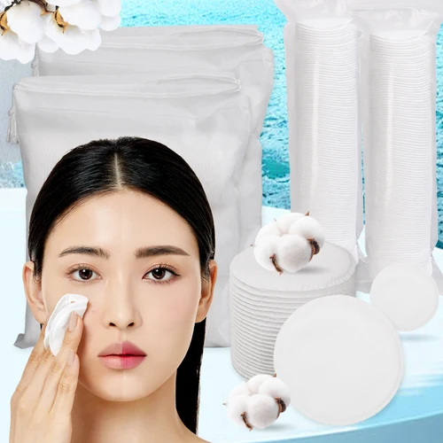 Imagen 2 del producto 100/1000 Uds almohadillas de algodón cosméticas desechables suaves transpirables de doble cara redondas limpieza Facial maquillaje esmalte de uñas almohadillas para quitar