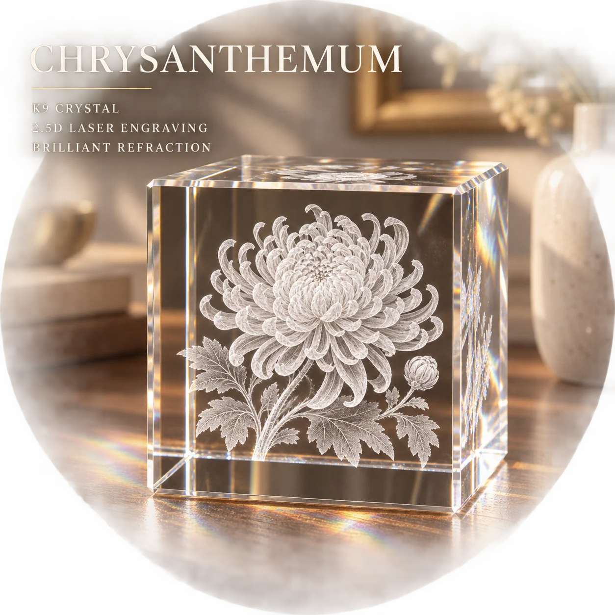 Personalized Crystal Cube Custom 2.5D Laser Engraved Picture Ornament Clear Square Paperweight for Home Office Birthday Gift DIY