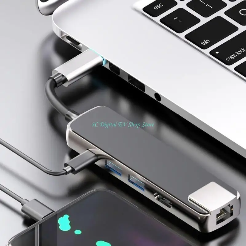 E74D 5 منافذ USB HUB 3840X2160P/30HZ للكمبيوتر المحمول المحمول خفيف الوزن #3