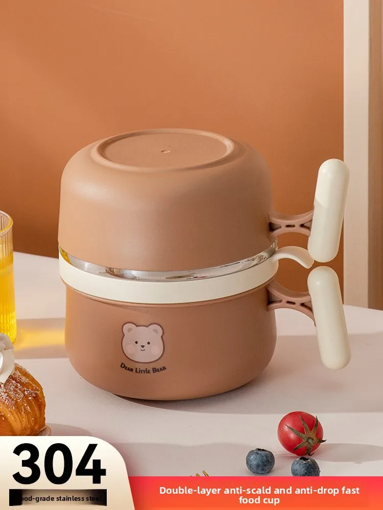 

Large Capaci Stainl Steel Soup Bowl Lunch Box with Lid Dormi Student Single Bowl Fast Food Cup Rice Bowl Soup Di