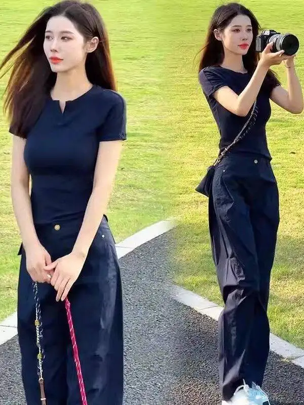 

High Waist Straight Leg Workwear Wide Leg Pants Women's Casual Spring Autumn High Waist Small Size Heightening European Goods