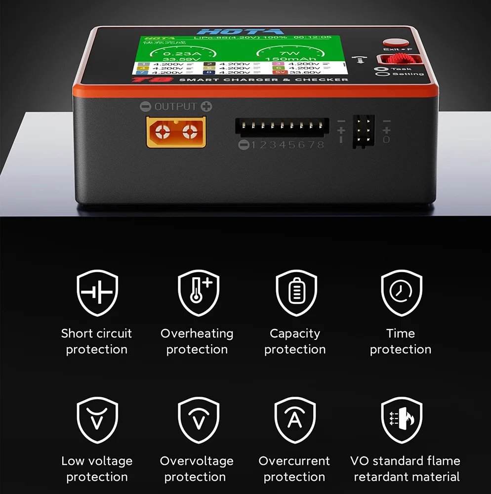 HOTA T8 Smart Balance Charger 1-8S Lithium Battery FPV Drone 22A Current 650W RC thumbnail 6