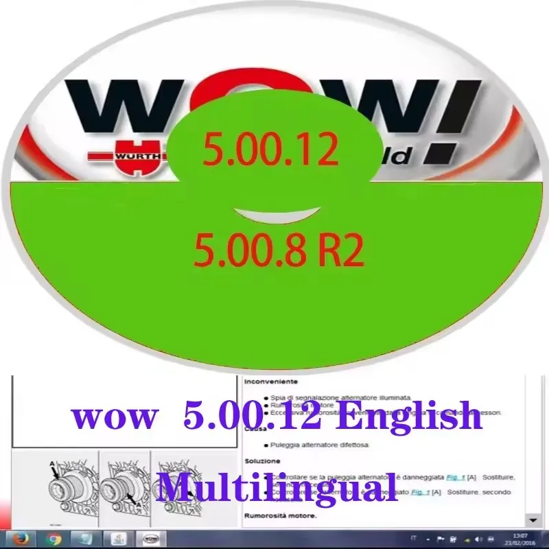 wurth wow 5 00 12 diagnostics Software 5.00.8 R2 + Kengen French Spanish Polish Italian Serbian German Dutch Czech Portuguese