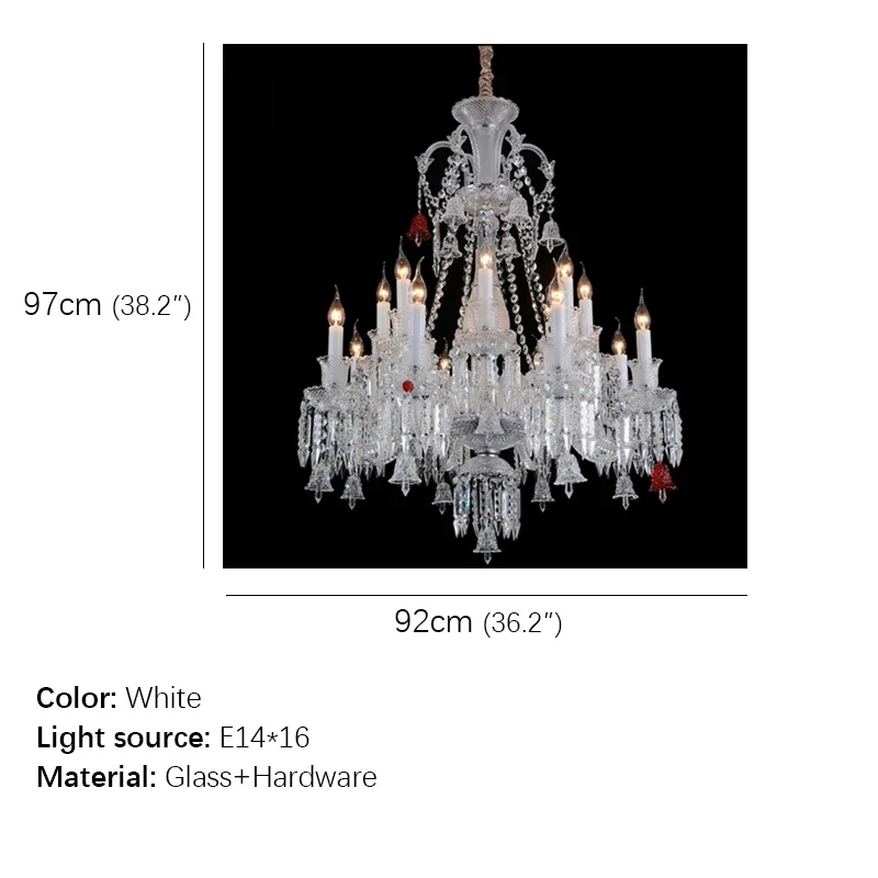 Candle Crystal Chandelier European Luxury Living Room Restaurant Bedroom Hotel Villa  Duplex Building Pendent Lamp