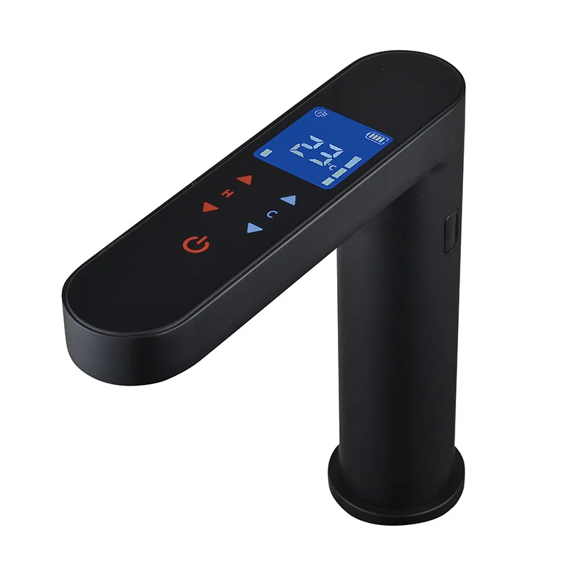 Black Faucet, Bathroom Sink Pull Down Mixer Tap, Hot and Cold Water, LED Display, Sensor Activated, 1 Handle Basin Faucet