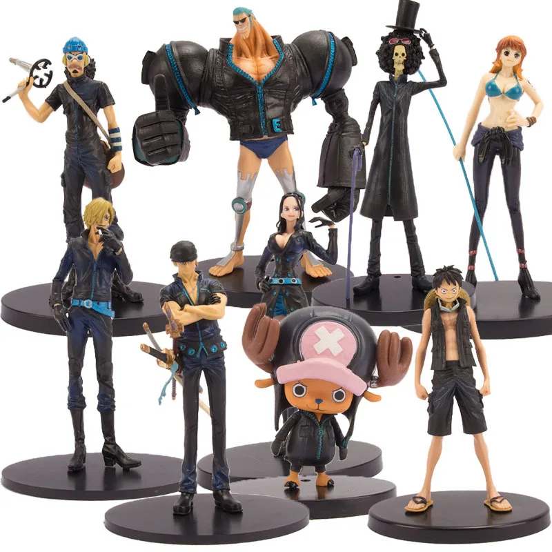 One Piece Anime Figure Black Clothes Theater Version Of Luffy Zoro Sanji Francine Nami Action Figure PVC Collection Model Toys