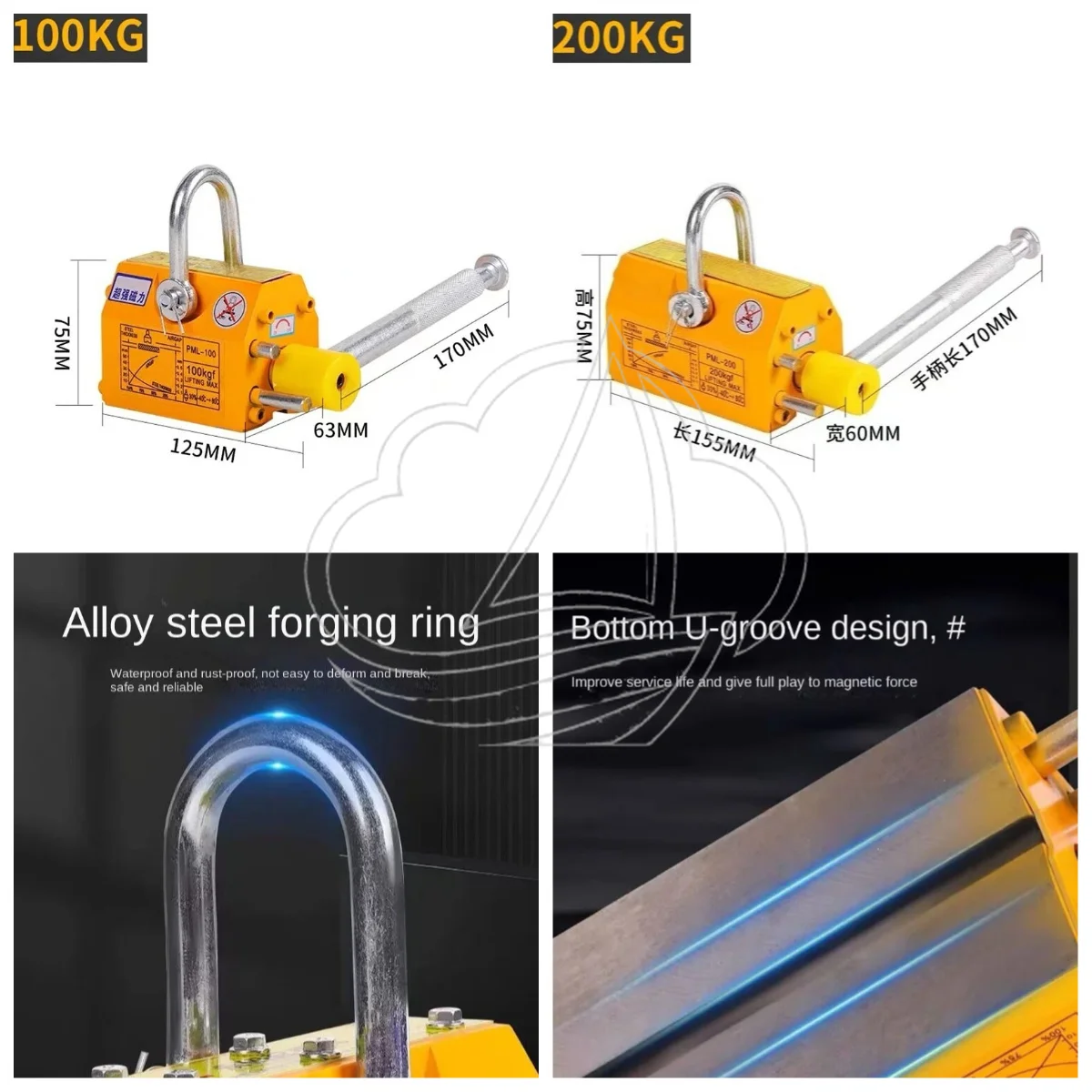 Heavy Duty Permanent Magnet Lifting Device, Strong Magnetic Sucker with Labor-Saving Structure for Steel Plate Crane Transport