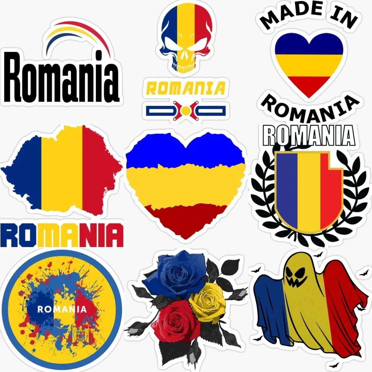 

Romanian RO Flag Map Sticker Accessories Camper Laptop Car Window Door Bumper Truck Moto Bicycle Van Wall Waterproof PVC Decal