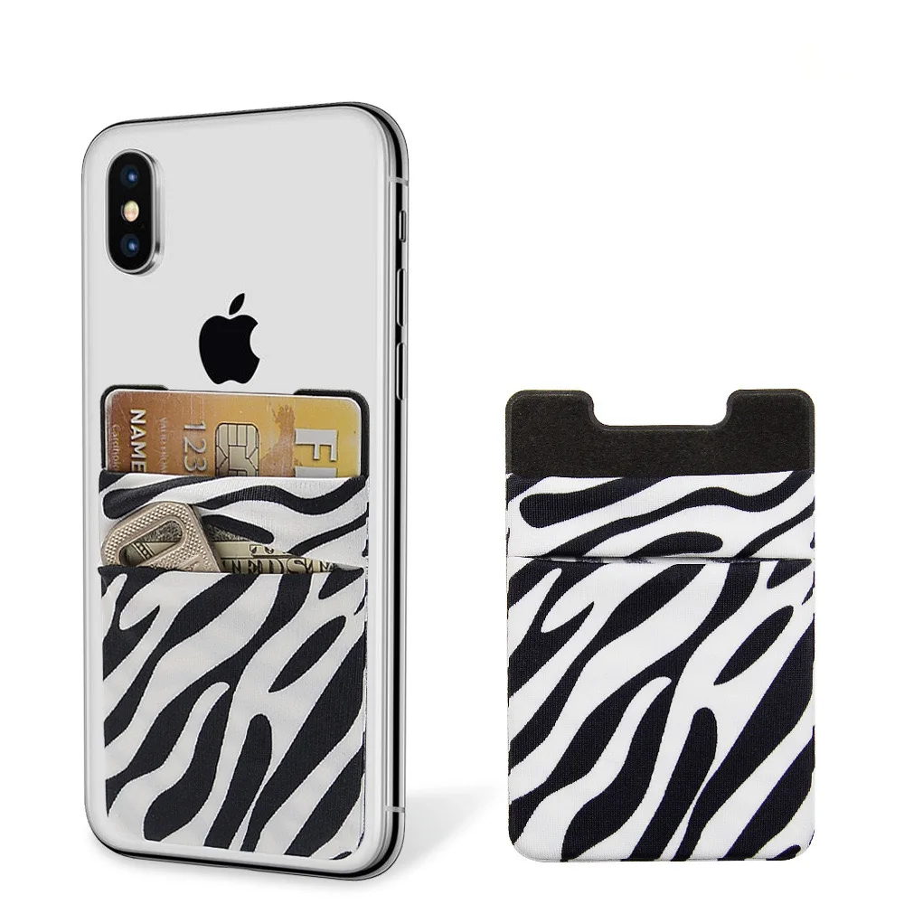 

Dual-Layer Leopard Print Adhesive Card Holder Wallet for Phone back -phone Back Card bag for Credit Cards and Cash Storage