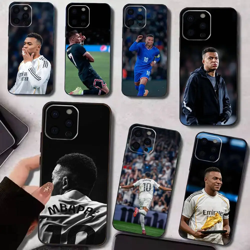 

Football Star M-MbappeS-S Phone Case For iPhone 17,16,15,14,13,12,11 Plus,Pro Max,XS,Soft Silicone Black Cover