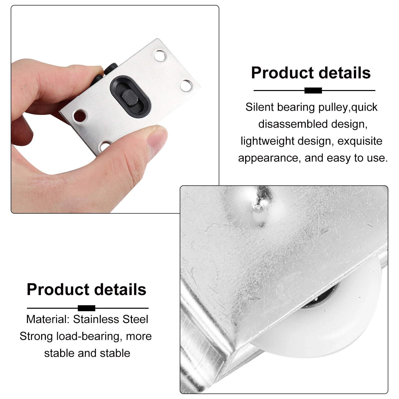 

4 Pairs Sliding Door Wheel Roller Stainless Steel Wardrobe Pulley Bearing Silent Smooth Move Closet Furniture Hardware