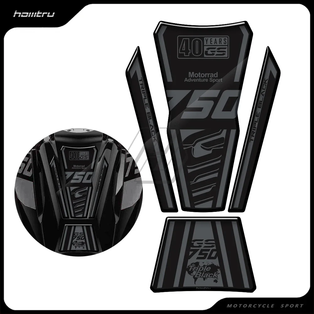 

3D Resin Motorcycle Gas Tank Pad Protector Case for BMW Motorrad F750GS 40 Year Triple Black Edition decoration