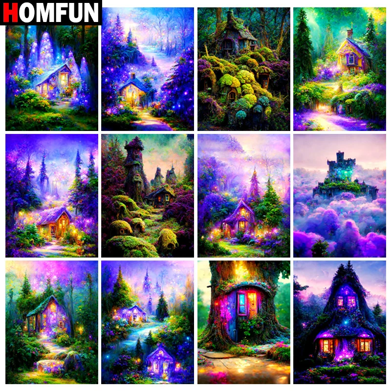 HOMFUN Diamond Painting Full Square/Round Diamond 