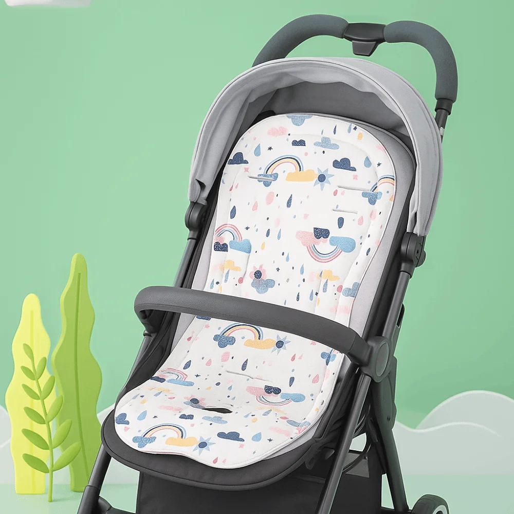 

Soft Baby Stroller Cushion Comfortable Cartoon Printed Baby Pram Seat Mat Car Seat Breathable Dining Chair Cotton Pad