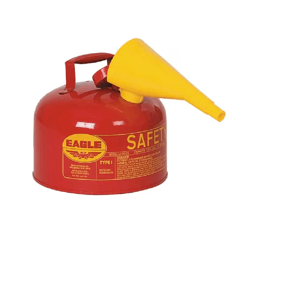 

Type 1 Safety Can, Red Galvanized Steel, For Flammables, Includes Funnel, Red, 2 Gallon