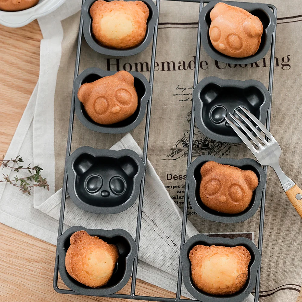 

8 Cavity Panda Bakeware Madeleine Baking Pan Cartoon Animal Shape Muffin Cakes Home DIY Baking Mold Carbon Steel Decoration Tool