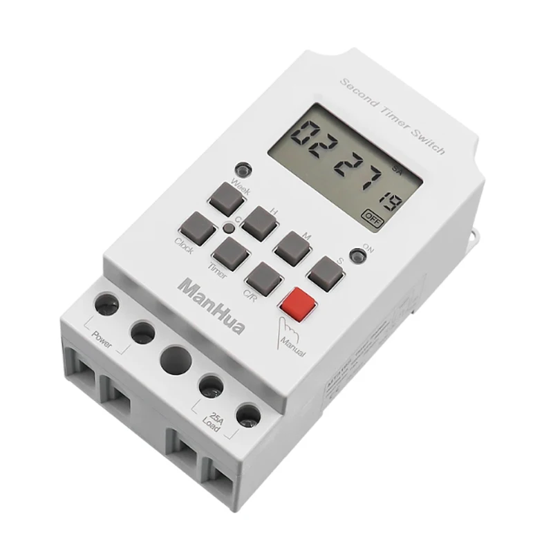 Programmable Digital Timer 200-240VAC 25A School Bell Agricultural Garden Irrigation Time Switch Controller with Din Rail Mount