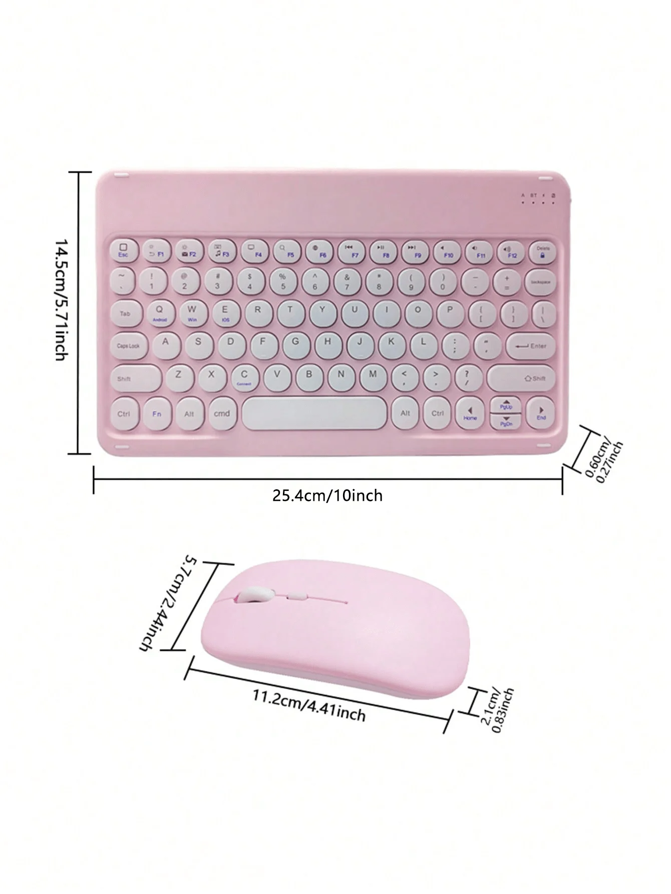 مجموعة لوحة مفاتيح وماوس بلوتوث مستديرة المفتاح، مناسبة للهواتف المحمولة Xiaomi وHuawei وأجهزة iPad اللوحية