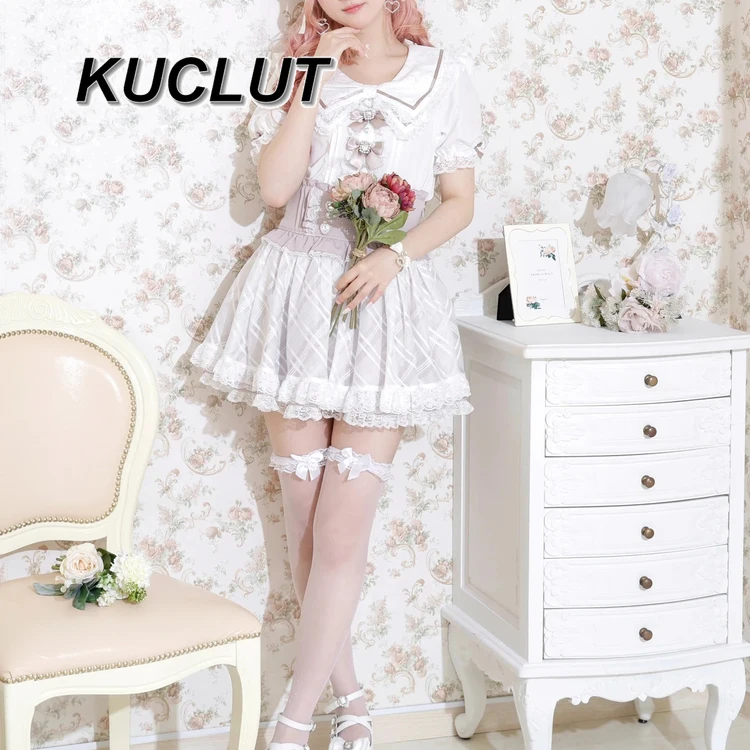 Japan's Original New Sweet and Cute Bow Lace Short-sleeved Shirt Fashion Blusas Femininas Elegantes Women's Tops Summer