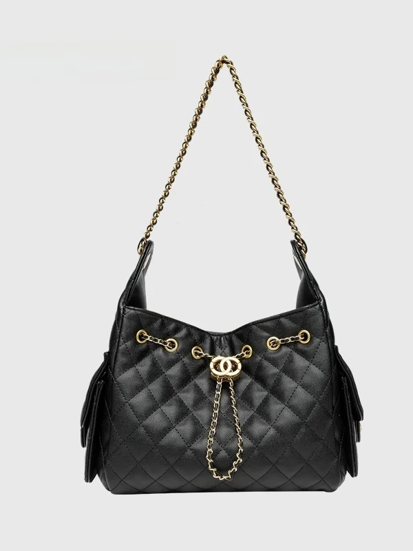 

URCIVOK Роскошная стеганая кожаная сумка-тоут для города, на плечо, кроссбоди, подмышечная, оригинальный дизайн, с магнитной застежкой, синяя