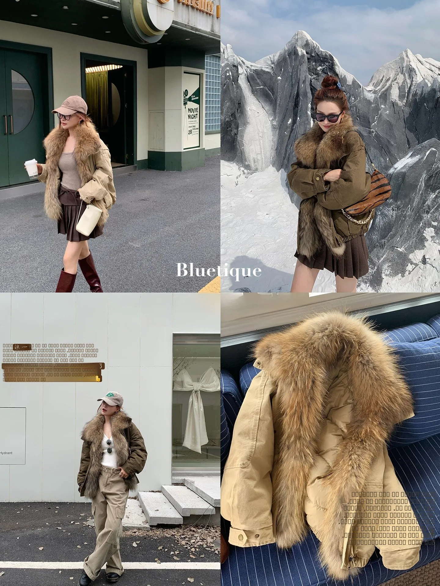 

BLUETIQUE Thiened Goose down Parka Snowy Terrain Fearl Winter Waable Cotton Fabric Women's Premium Quali Jaet