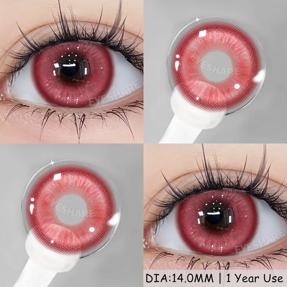 EYESHARE 1 Paar modische farbige Kontaktlinsen für Augen, lila Farbkontakte, rote Linsen, rosa, weiche Linsen, Schönheits-Make-up, jährlich