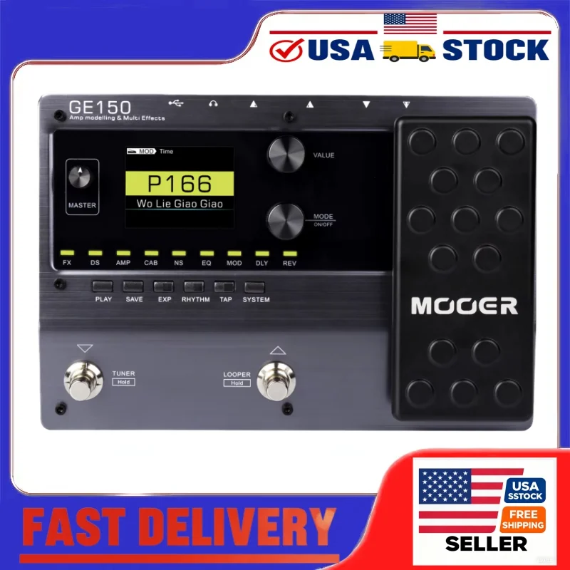 

MOOER GE150 Гитарная мультипедаль эффектов, 55 А, модели 151, педаль выражения эффектов, барабанные ритмы для электрогитары
