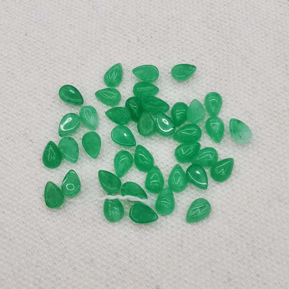 Fashion 4x6MM malay jade natural stone Water drop cabochon bead no hole wholesale 50Pcs for jewelry making Earring necklace