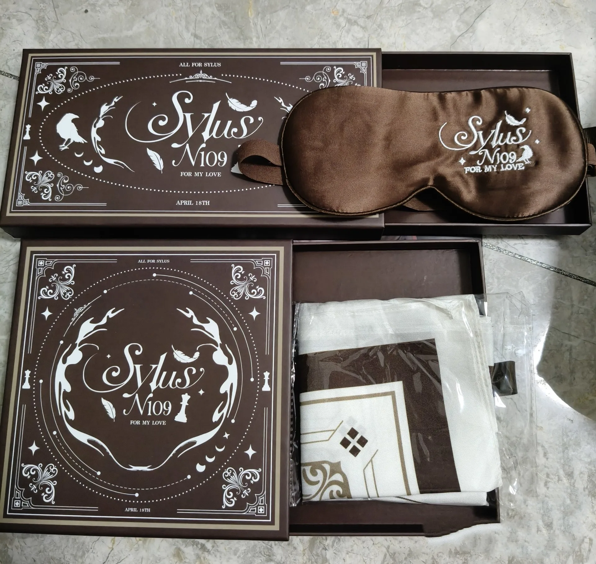 In Stock Official Love and Deepspace Sylus 0418 Happy Birthday Series All For Qinche Badge Scarf Eyeshade Laser ticket Postcard