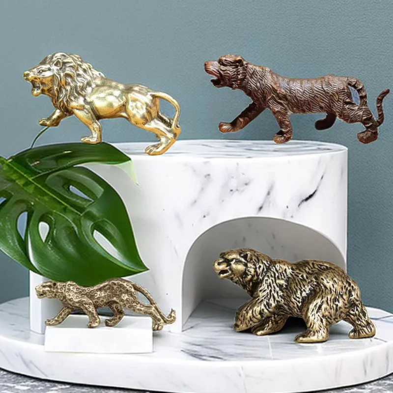 

Animal Copper Plated Bear Figurine Lion Leopard Crocodile Antique Bear Dominates the World Copper Lion Animal Copper Figurine Wh