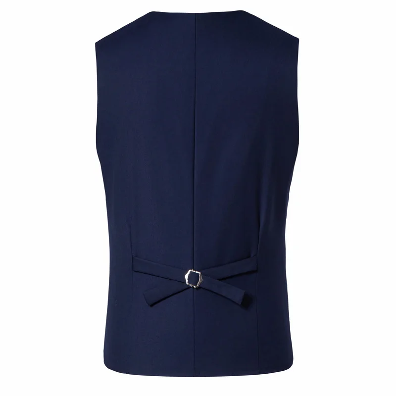 เสื้อกั๊กผู้ชายทรงเข้ารูป สไตล์ธุรกิจ สีพื้น กระดุมแถวเดียว สำหรับงานแต่งงาน