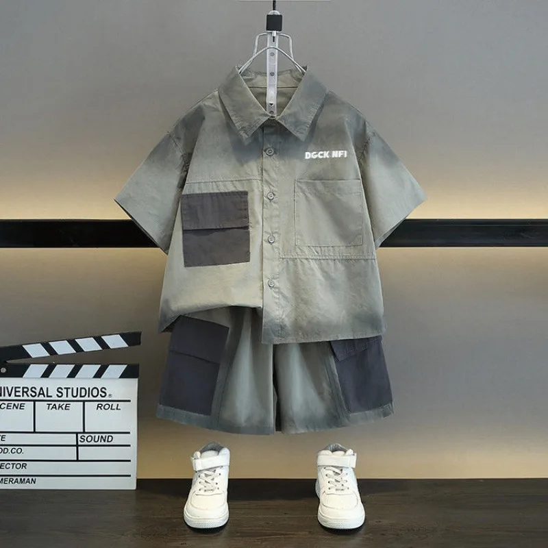 

Shirt Suit Boy Children's Clothing Junior Boys' Summer Clothes for Cotton Costumes Sets Kids Sweatshirt Top Bottom Set Outfit