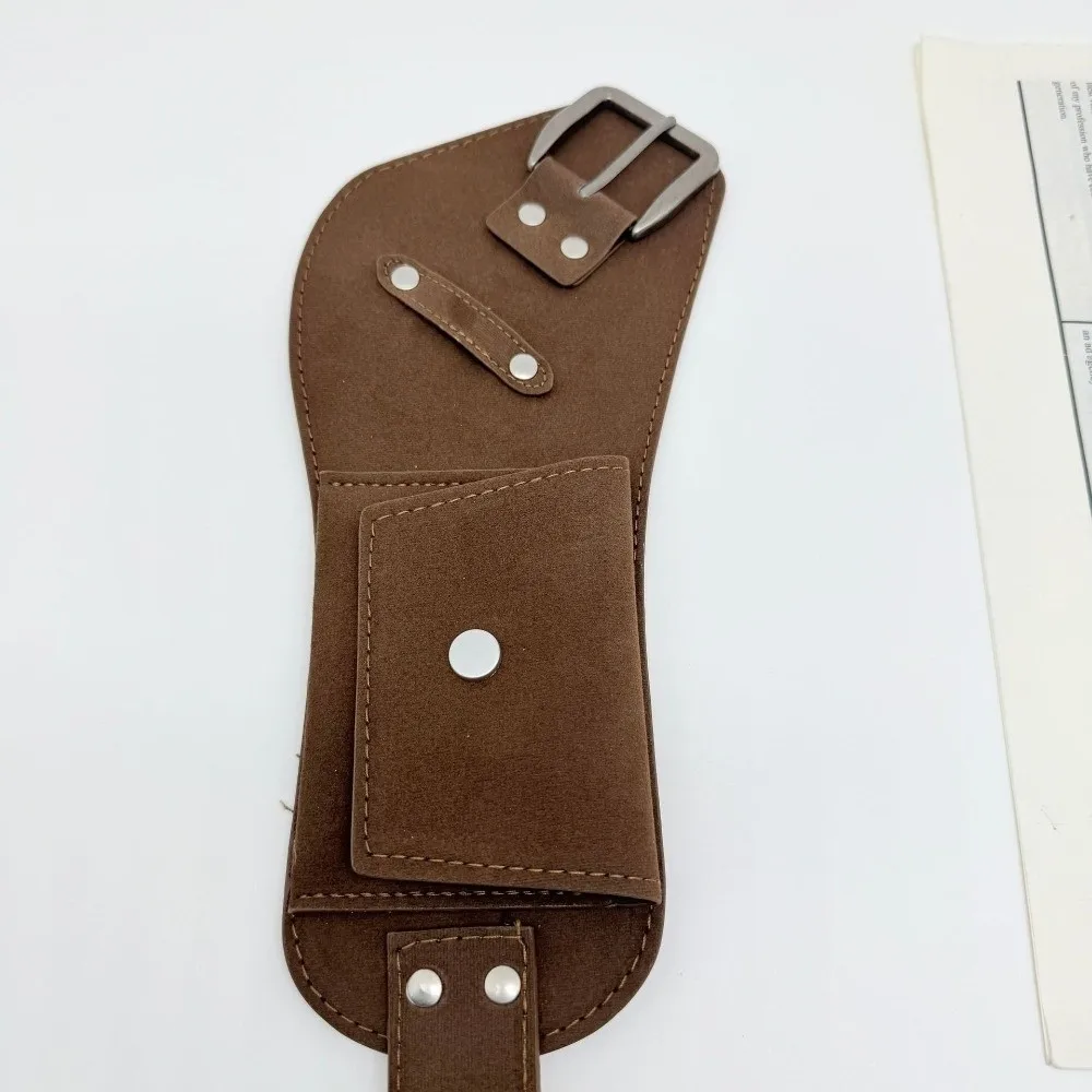 Vintage PU Pin Buckle Waistband Wide Cool Maillard Waist Belt Alloy Luxury Suede Waist Bag Belt Party