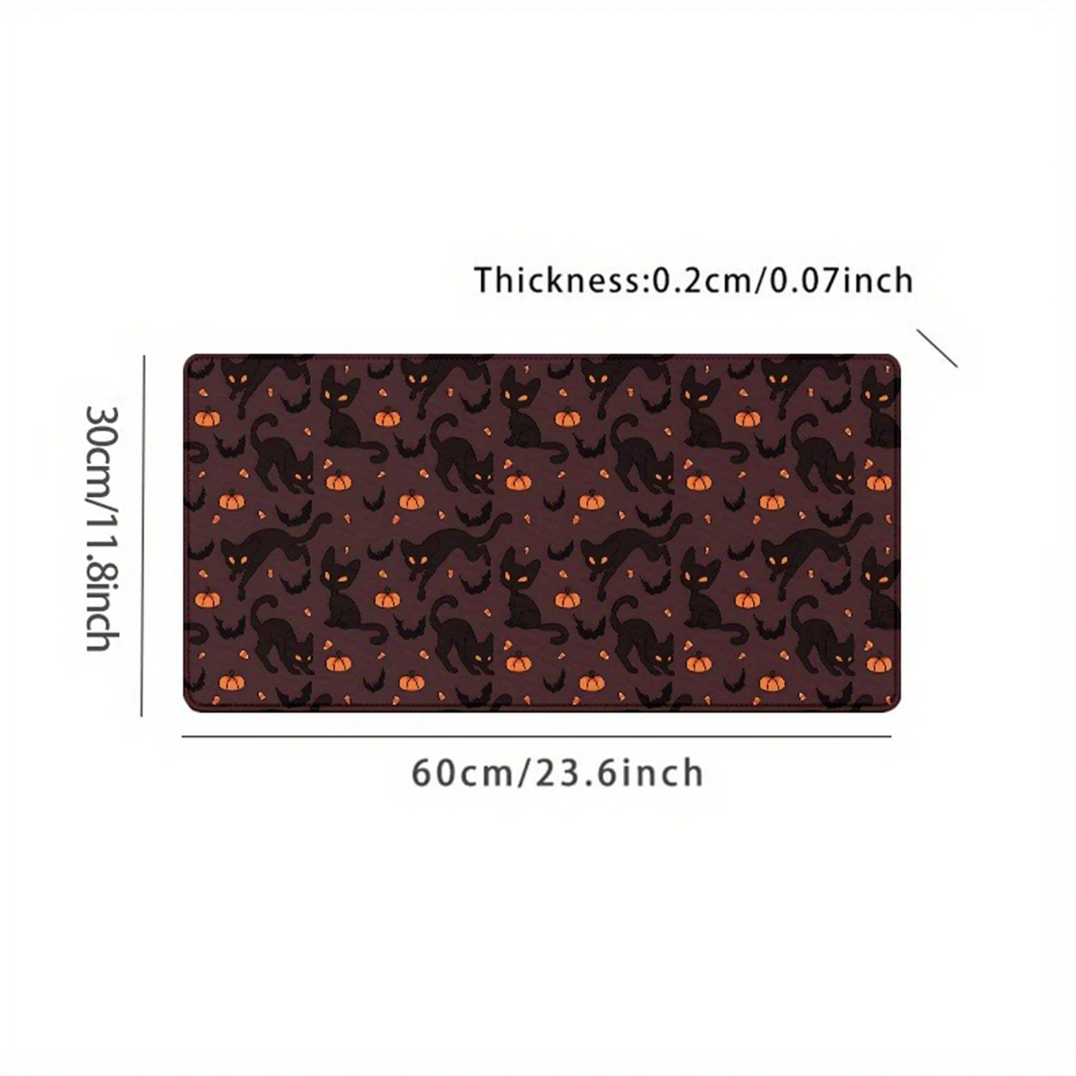 1pc Pumpkin And Little Black Cat Mouse Pad Multi-Size Non-Slip Stitched Edge Computer Keyboard Desk Mat For Office And Gift