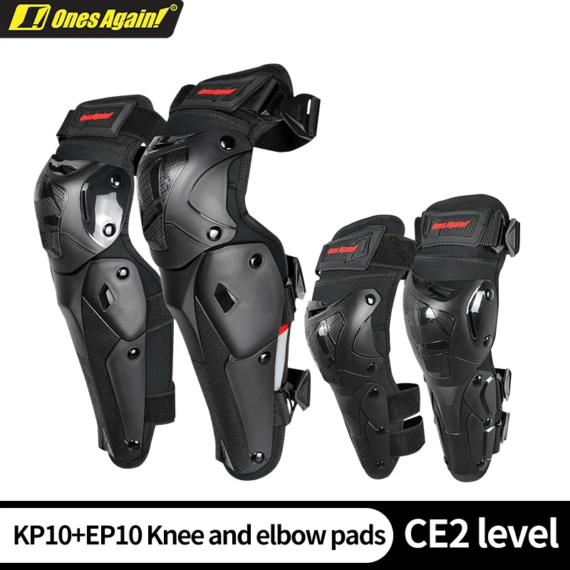 4/6pcs Set Motocross CE2 Kneepad Ones Again! KP10 Knee Pads EP10 Elbow Brace Motorcycle Men Cycling Protector Equipement Moto