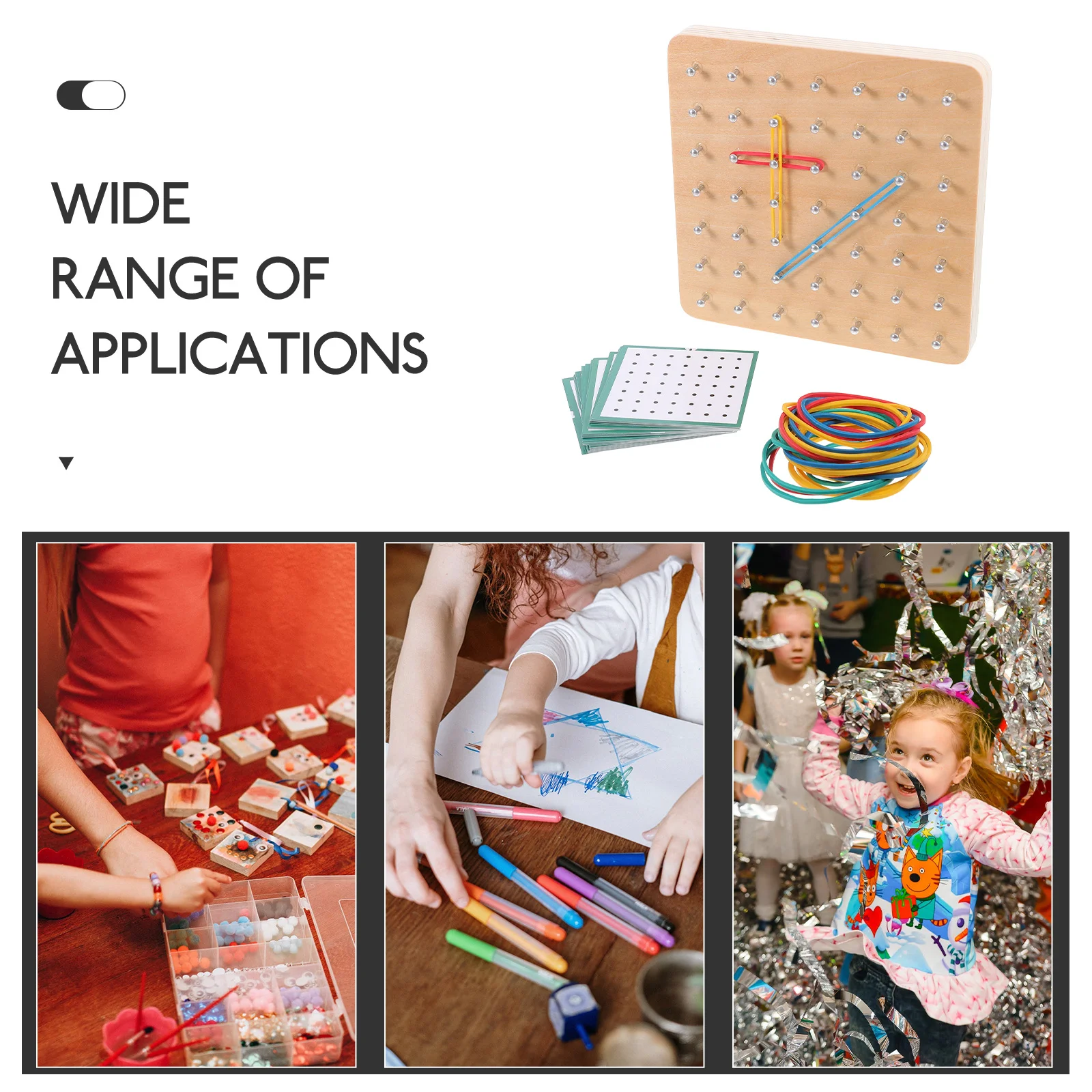 1 Juego de tablero de rompecabezas de formas geométricas de madera para niños, juguete educativo de aprendizaje temprano, juego de placa de uñas geométrica