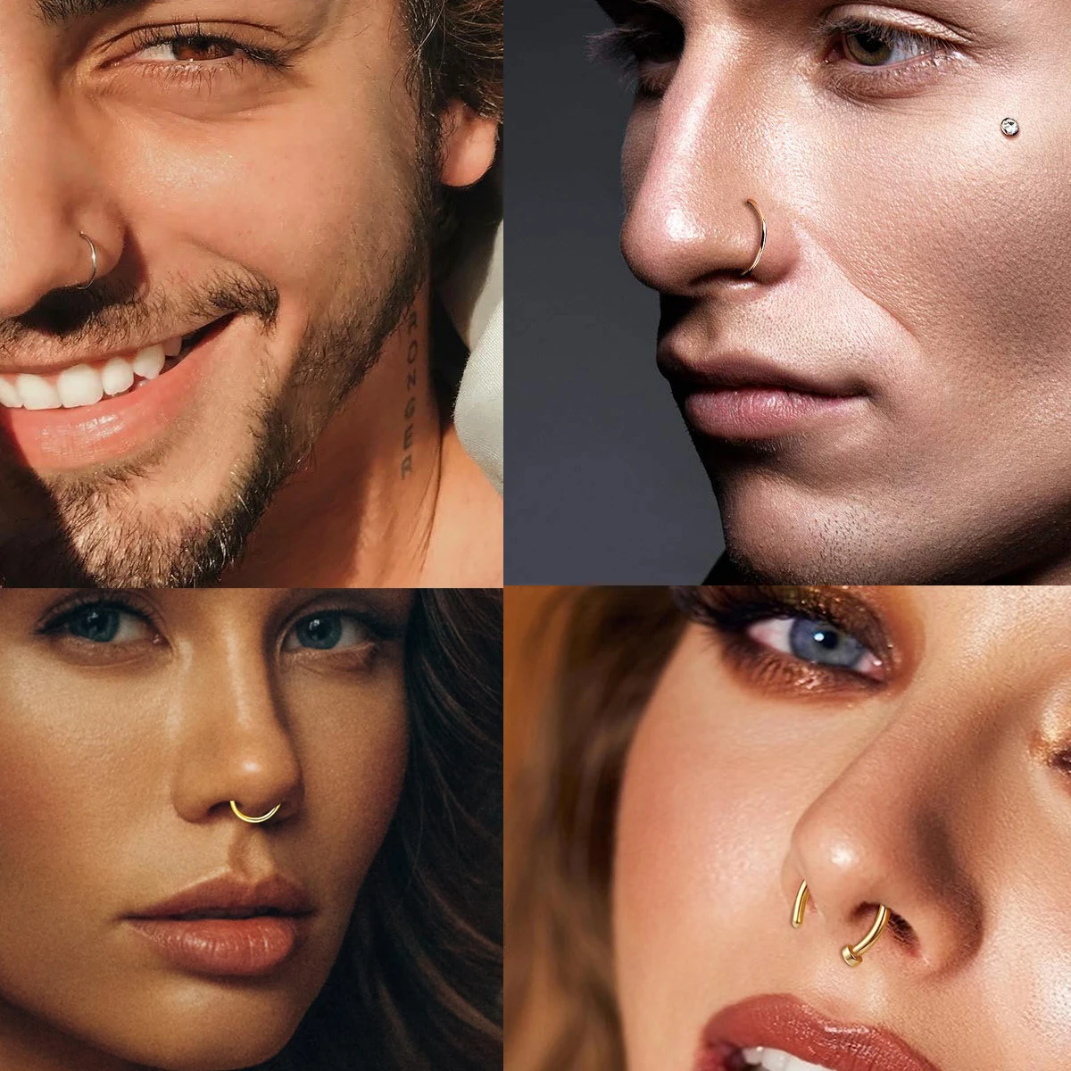 가짜 코 링 후프 립 Labret 링 여성용 비 피어싱 후프 코 링 Septum 후프 링 Tragus Rook Ring 비 피어싱 쥬얼리
