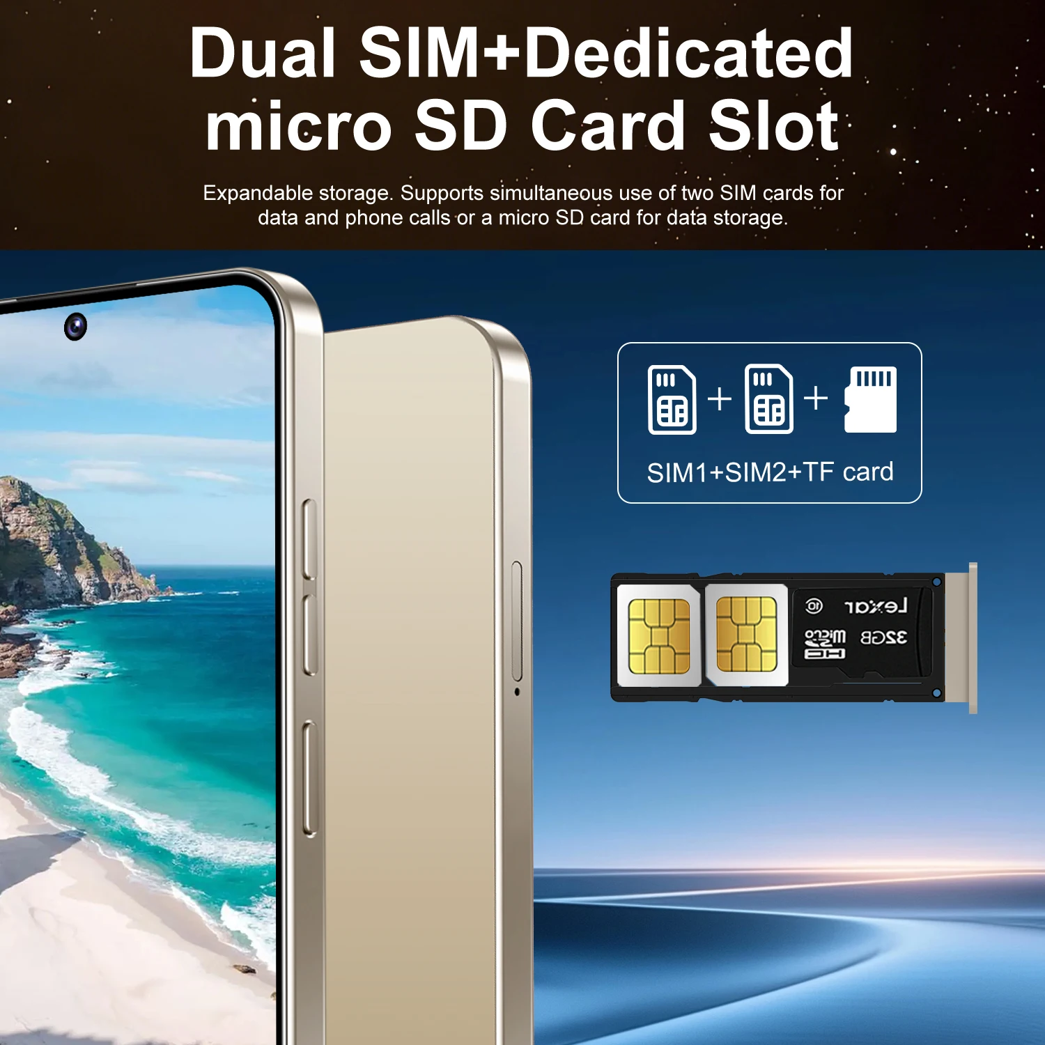 IVMI Global Vision XS26 Ultra Smartphone 4G Network Android 32GB ROM 16MP Dual SIM Google Play Store 6.56'' Face ID Mobile Phone