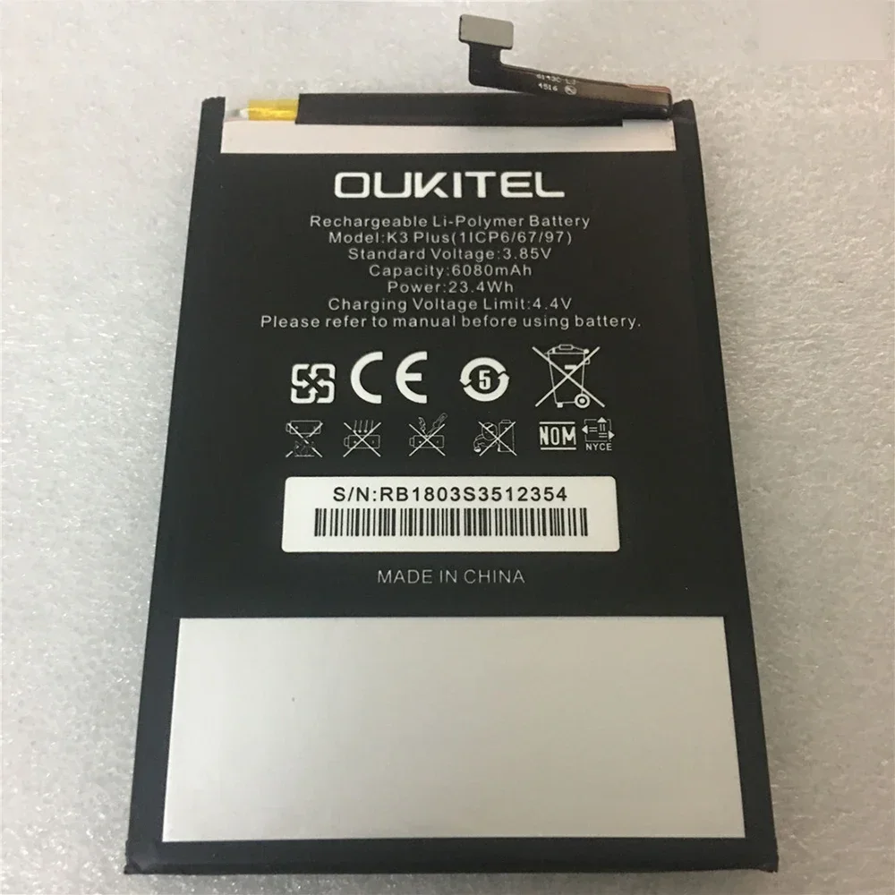 2024 Years Mobile phone battery real OUKITEL K3 PLUS battery 6080mAh Long standby time High capacit OUKITEL Mobile Accessories