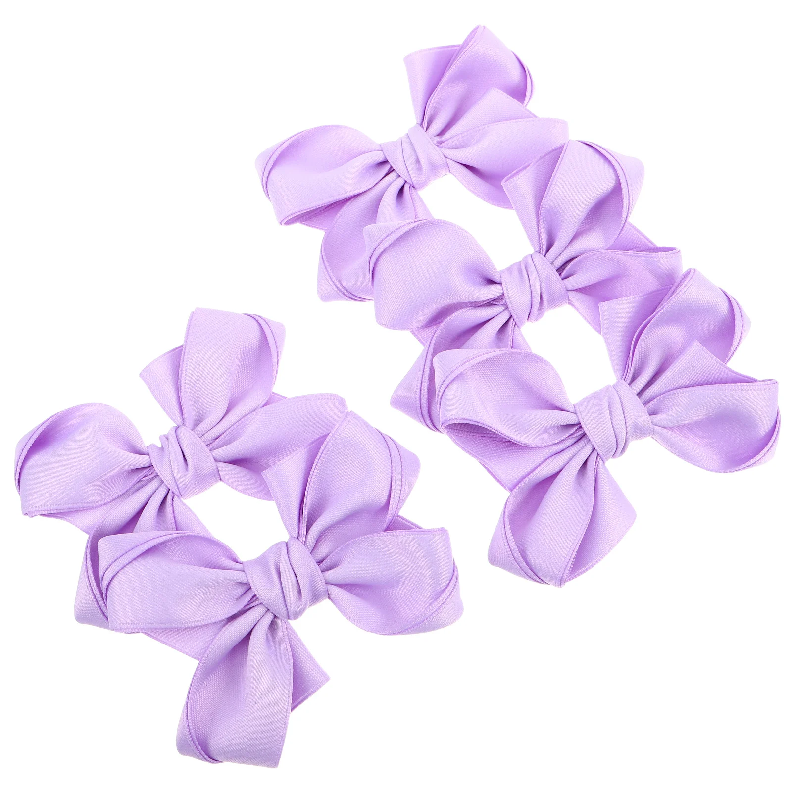 

5pcs Children'S Hair Accessories Purple Bow Set Oversized Ribbon Ponytail Clip For Girls Dance Recital School Party Soft Fabric