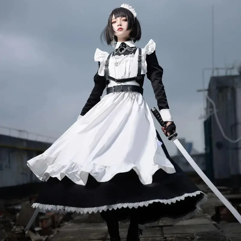 Nuevo vestido de sirvienta japonés bonito de alta calidad, disfraz de sirvienta tradicional, cosplay, conjunto de vestido largo de Lolita para todos los días, gran oferta 2025